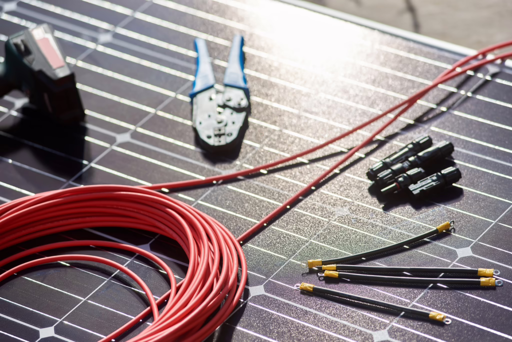 Werkzeuge zur Installation einer Solaranlage.